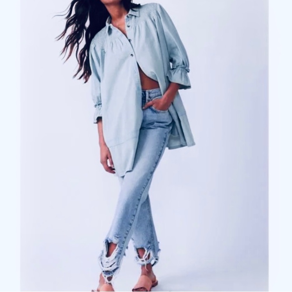 FREE PEOPLE Vanessa Denim Tunic / Blue Chill